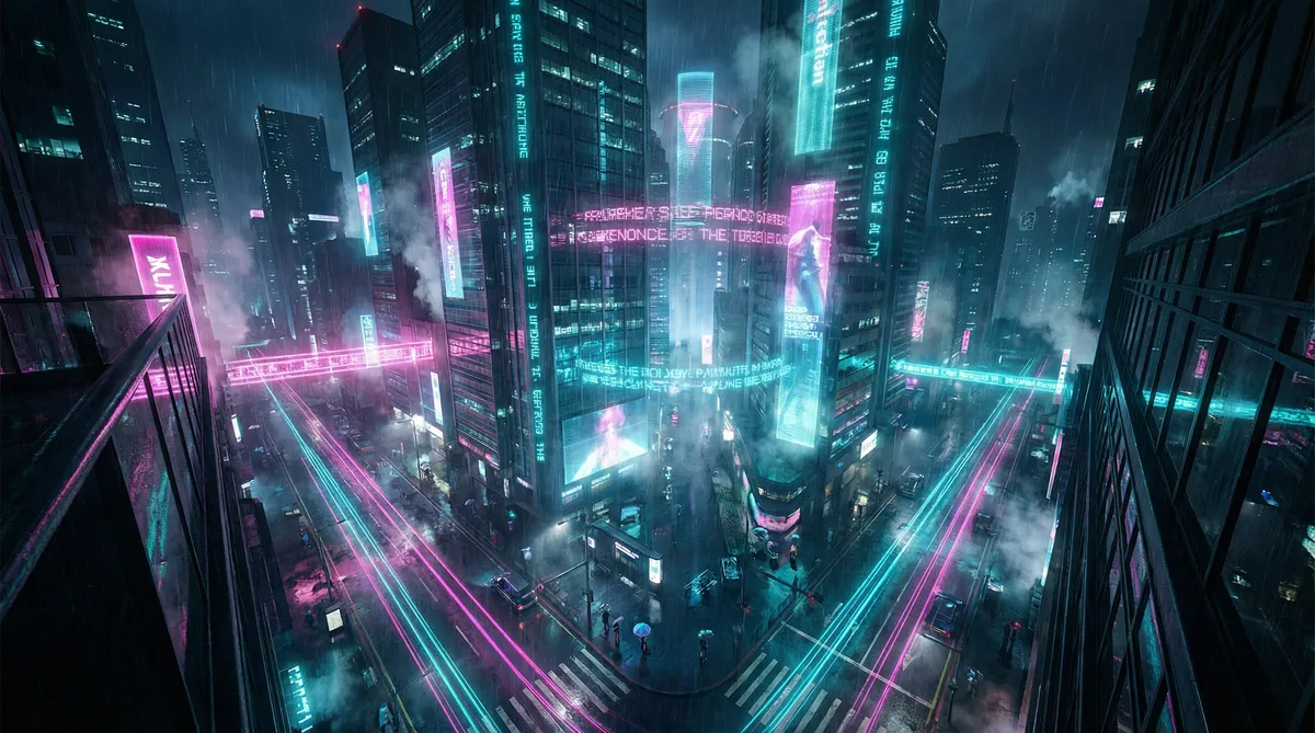 终于轮到我恋爱 竖屏短剧平台首页背景 - 赛博朋克都市夜景